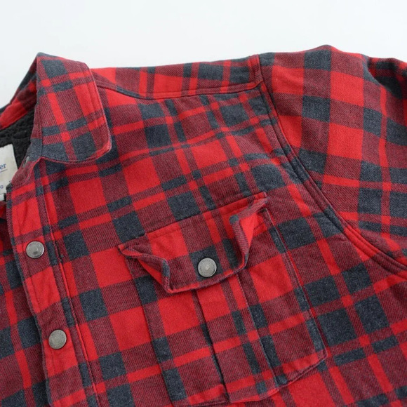 Wind River Red &  Grey Checker Print Button Up Sherpa Like Lined Shacket 3XL - Picture 11 of 12